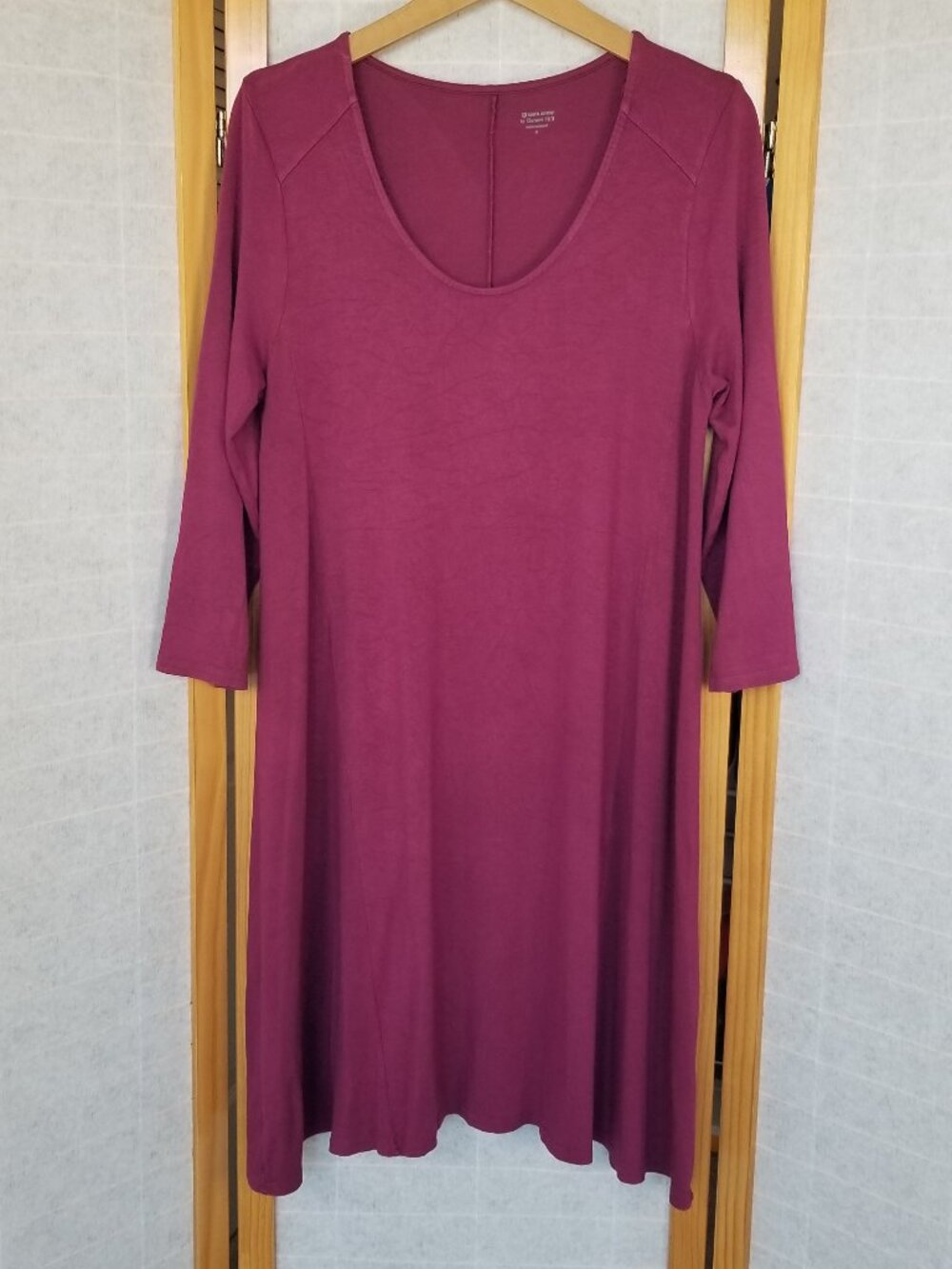 Garnet Hill Knit Midi Dress Merlot Long Sleeves Size Medium
